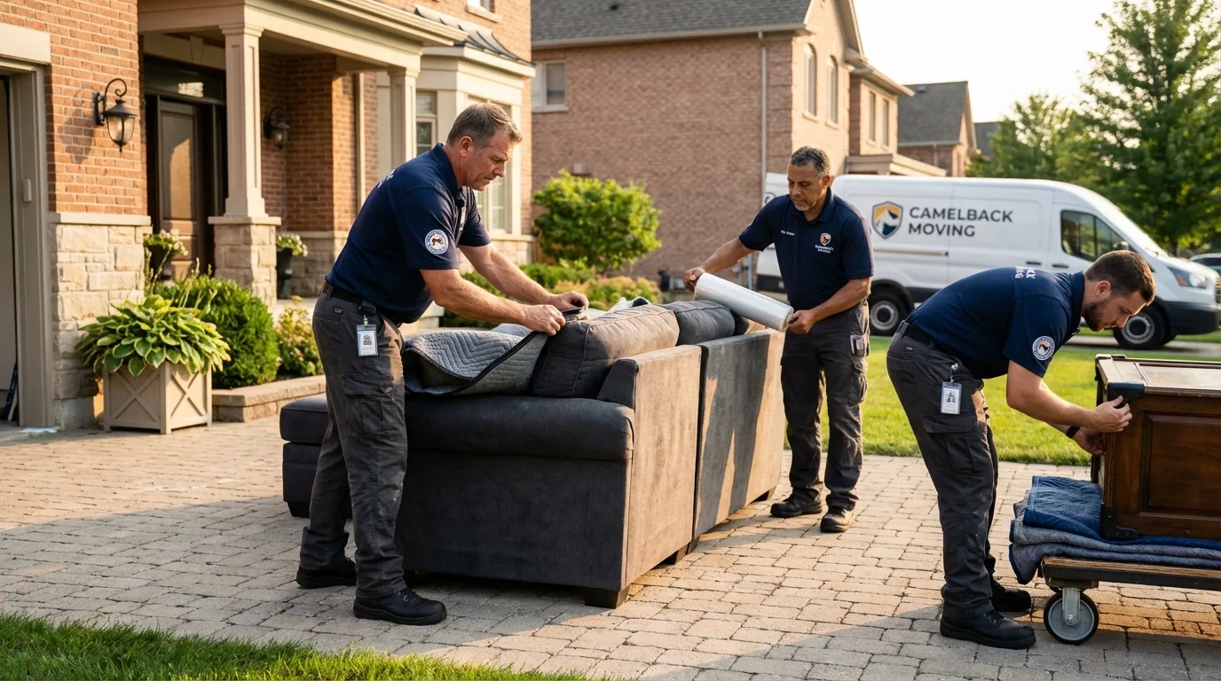 Large estate moving crew wrapping furniture in Sellersburg, IN
